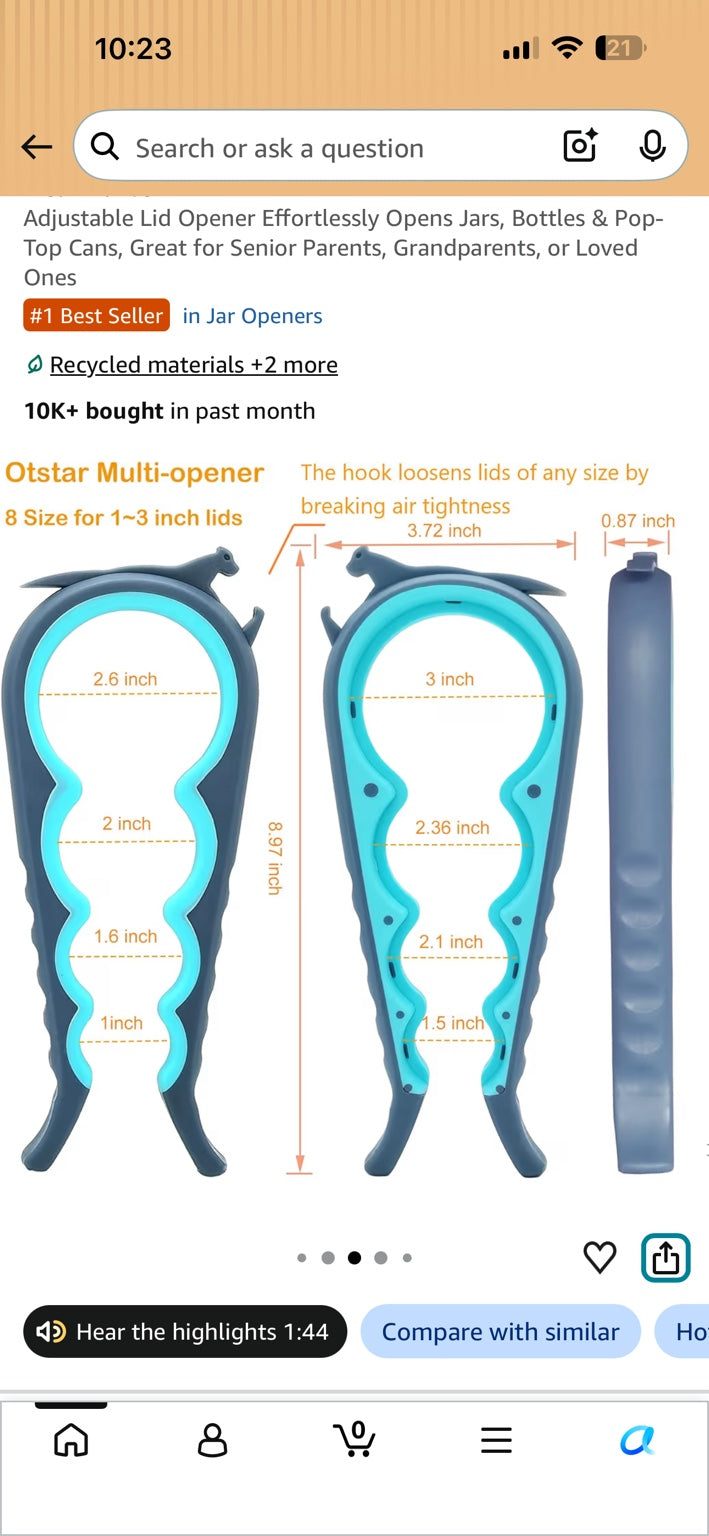 Blue and grey multi-opener shown with labeled opening sizes and dimensions.